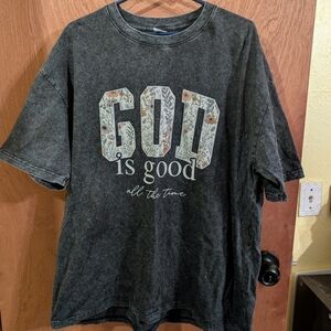 Gray Graphic T-Shirt with Inspirational Text